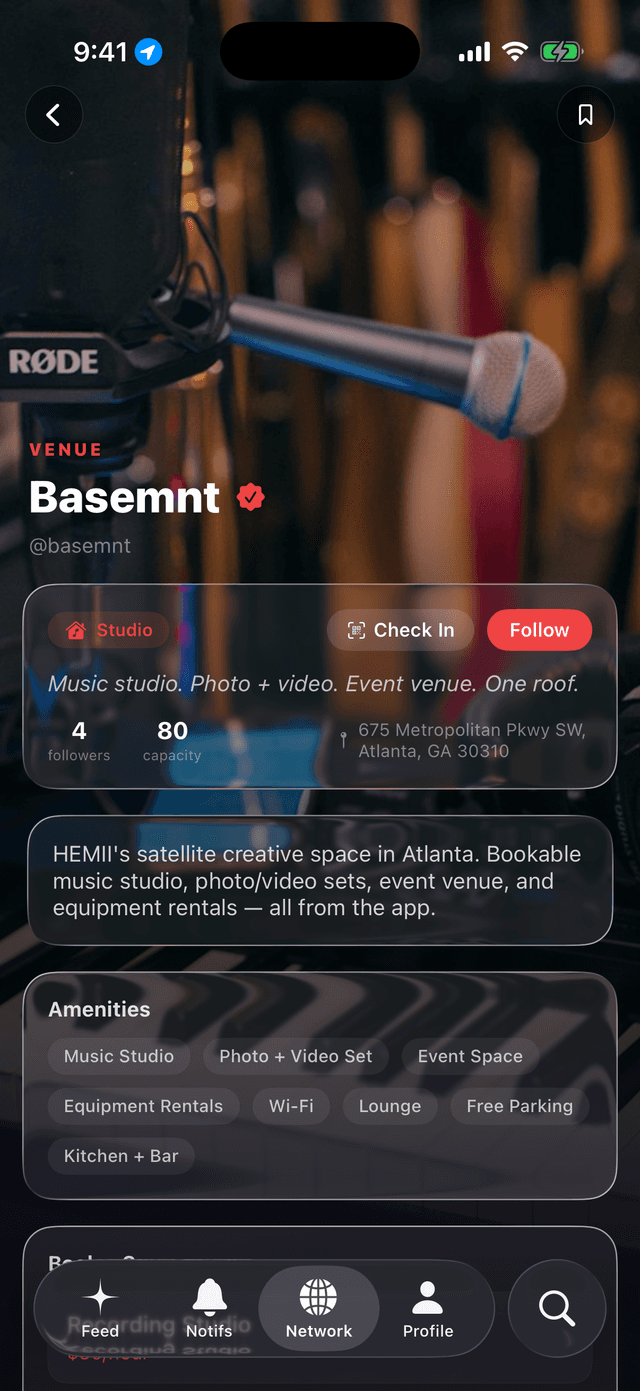 HEMII venue detail page